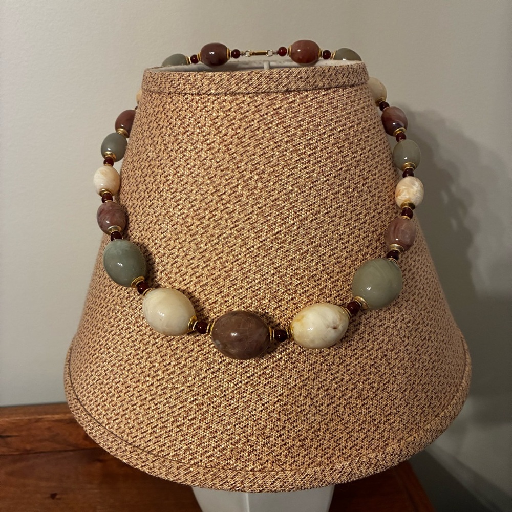 Brown and Cream Beaded Necklace with Natural Elegance Heavy Statement Piece